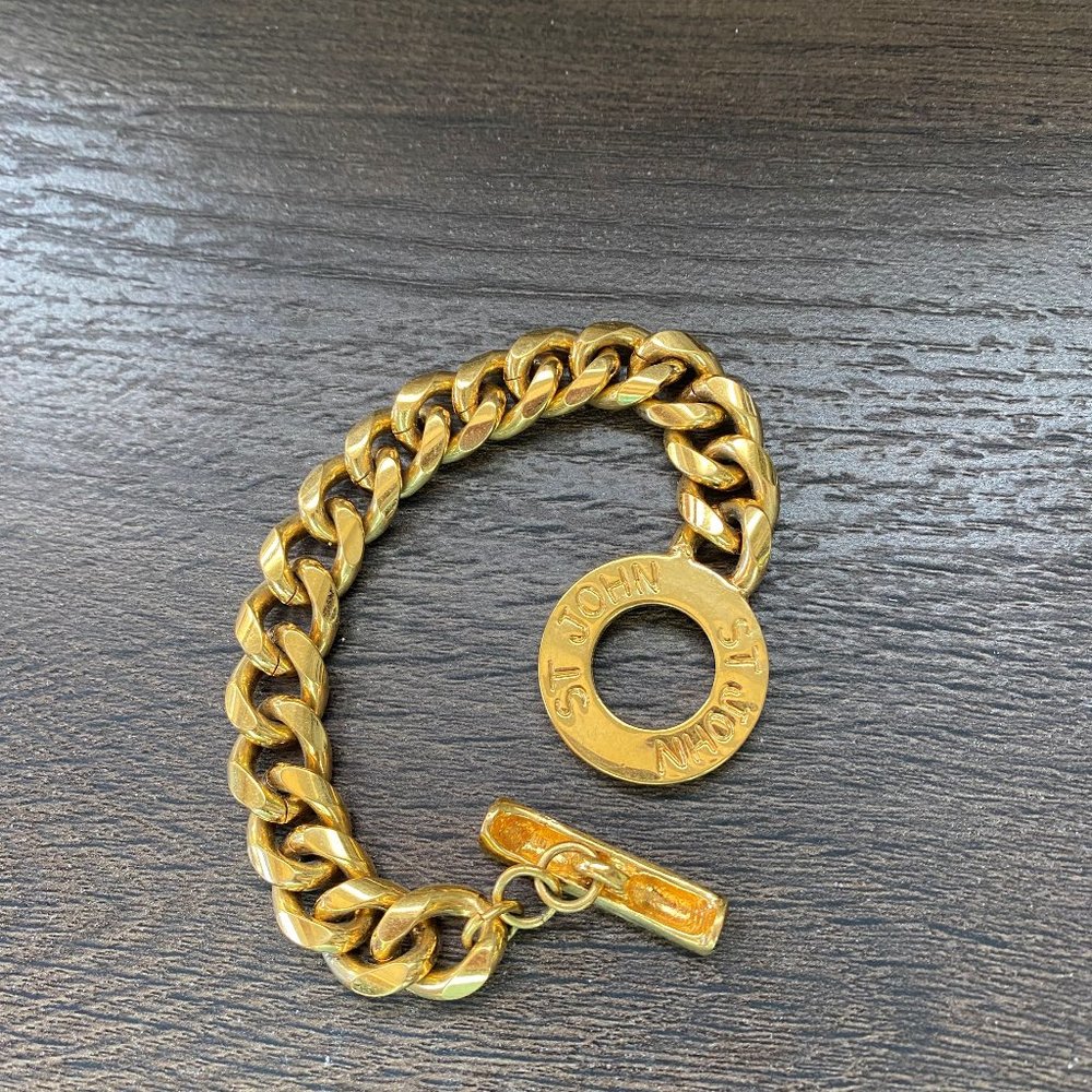 Vintage St. John Gourmette Gold Link Curb Chain Bracelet